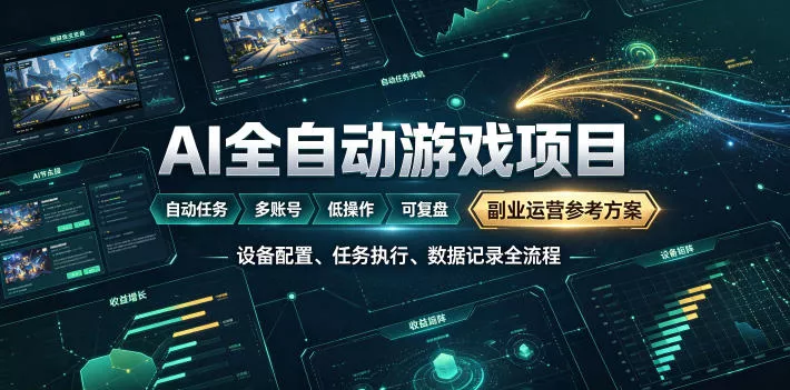 AI全自动游戏躺賺副业：日入几百，稳定运行三年的项目！【揭秘】 一点学习助手-零基础自学教程-副业项目-兴趣学习-网盘拉新平台-英语启蒙项目资源网