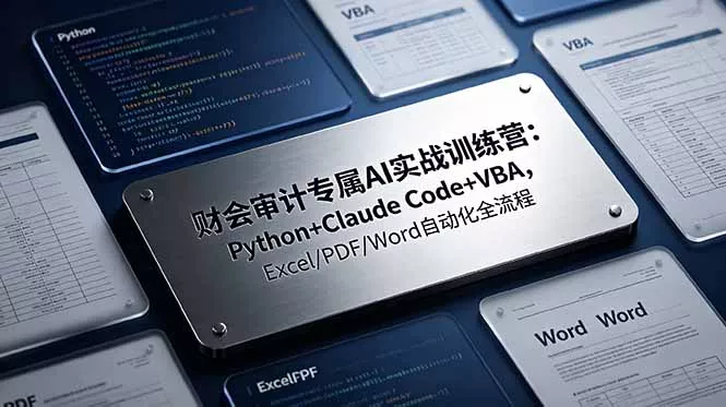 财会审计专属 AI实战训练营-更新：Python+Claude Code+VBA，Excel/PDF/Word自动化全流程 一点学习助手-零基础自学教程-副业项目-兴趣学习-网盘拉新平台-英语启蒙项目资源网