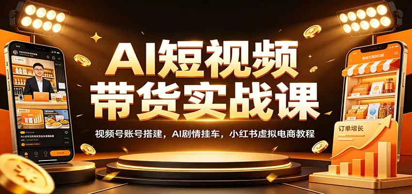 AI短视频带货实战课：视频号账号搭建，AI剧情挂车，小红书虚拟电商教程 一点学习助手-零基础自学教程-副业项目-兴趣学习-网盘拉新平台-英语启蒙项目资源网