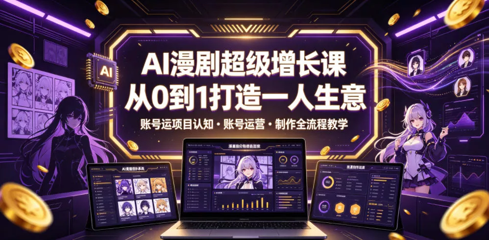 AI漫剧超级增长课，从0到1打造一人生意，项目认知・账号运营・制作全流程教学 一点学习助手-零基础自学教程-副业项目-兴趣学习-网盘拉新平台-英语启蒙项目资源网