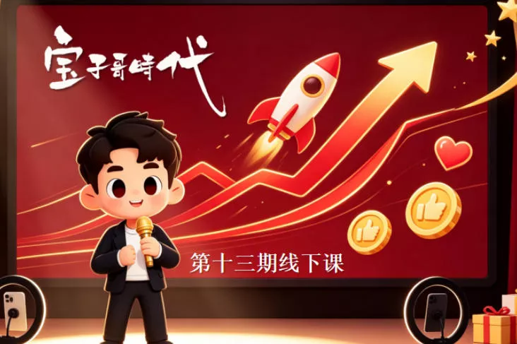 宝子哥抖音直播第13期VIP线下课9月5-6日，26年最值得看的直播课程，快速突破直播间流量瓶颈，打造高效起号闭环 一点学习助手-零基础自学教程-副业项目-兴趣学习-网盘拉新平台-英语启蒙项目资源网
