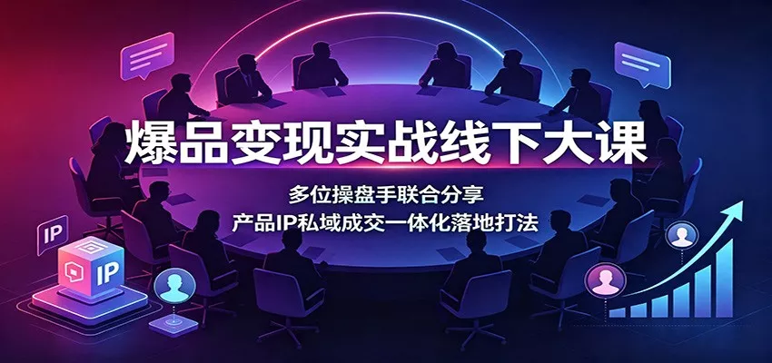 爆品变现实战线下大课：多位操盘手联合分享，产品IP私域成交一体化落地打法 一点学习助手-零基础自学教程-副业项目-兴趣学习-网盘拉新平台-英语启蒙项目资源网
