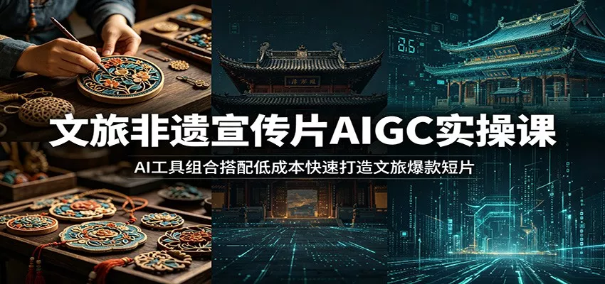 文旅非遗宣传片AIGC实操课：AI工具组合搭配低成本快速打造文旅爆款短片 一点学习助手-零基础自学教程-副业项目-兴趣学习-网盘拉新平台-英语启蒙项目资源网