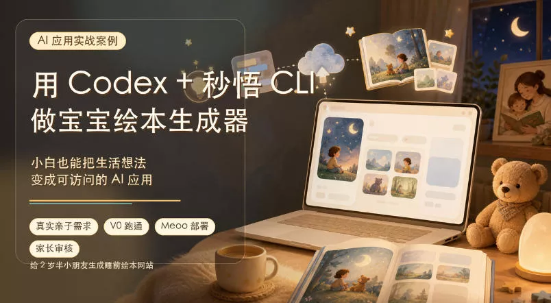 AI应用实战案例，用Codex+秒悟CLl做宝宝绘本生成器，小白也能把生活想法变成可访问的AI应用 一点学习助手-零基础自学教程-副业项目-兴趣学习-网盘拉新平台-英语启蒙项目资源网