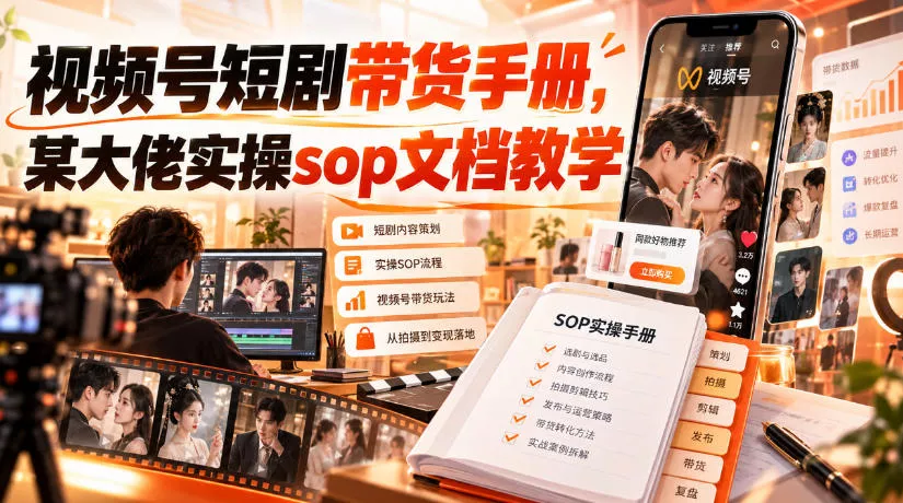 视频号短剧带货手册，某大佬实操sop文档教学 一点学习助手-零基础自学教程-副业项目-兴趣学习-网盘拉新平台-英语启蒙项目资源网