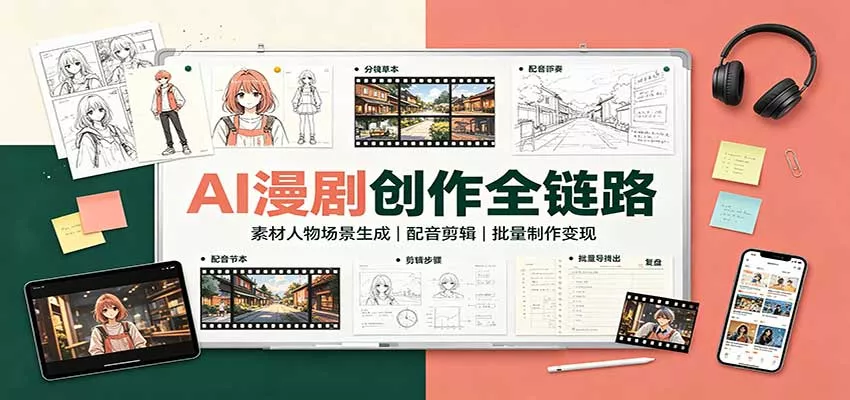 AI漫剧创作全链路：素材人物场景生成，配音剪辑，批量制作变现 一点学习助手-零基础自学教程-副业项目-兴趣学习-网盘拉新平台-英语启蒙项目资源网