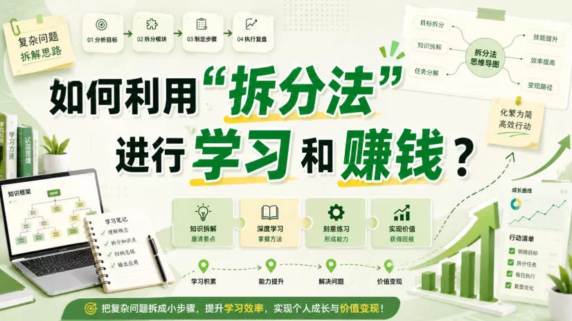 付费文章：如何利用“拆分法”进行学习和賺钱？ 一点学习助手-零基础自学教程-副业项目-兴趣学习-网盘拉新平台-英语启蒙项目资源网