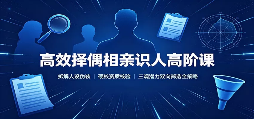 高效择偶相亲识人高阶课：拆解人设伪装，硬核资质核验，三观潜力双向筛选全策略 一点学习助手-零基础自学教程-副业项目-兴趣学习-网盘拉新平台-英语启蒙项目资源网
