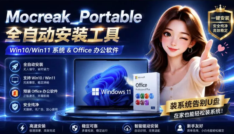 Mocreak全自动安装office和win10、win11系统，告别U盘装系统，使用安全可靠 一点学习助手-零基础自学教程-副业项目-兴趣学习-网盘拉新平台-英语启蒙项目资源网