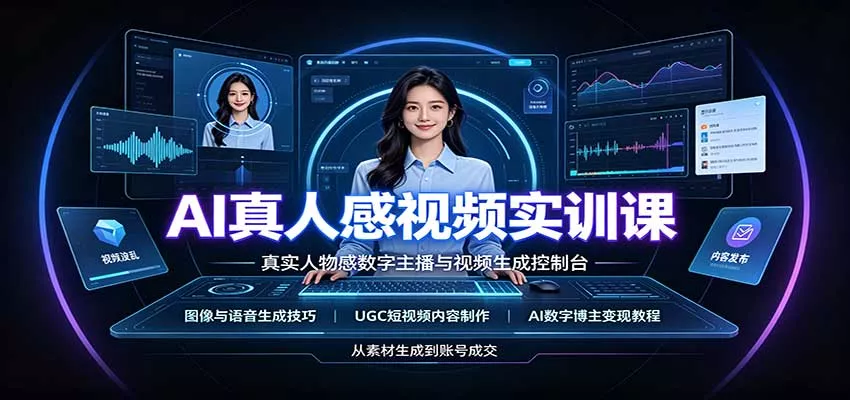 AI真人感视频实训课：图像语音生成，UGC内容制作，AI数字博主变现教程 一点学习助手-零基础自学教程-副业项目-兴趣学习-网盘拉新平台-英语启蒙项目资源网