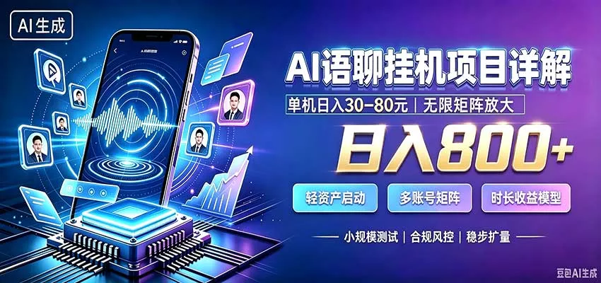 AI语聊挂机，日入800+，适用个人副业，工作室矩阵操作 一点学习助手-零基础自学教程-副业项目-兴趣学习-网盘拉新平台-英语启蒙项目资源网