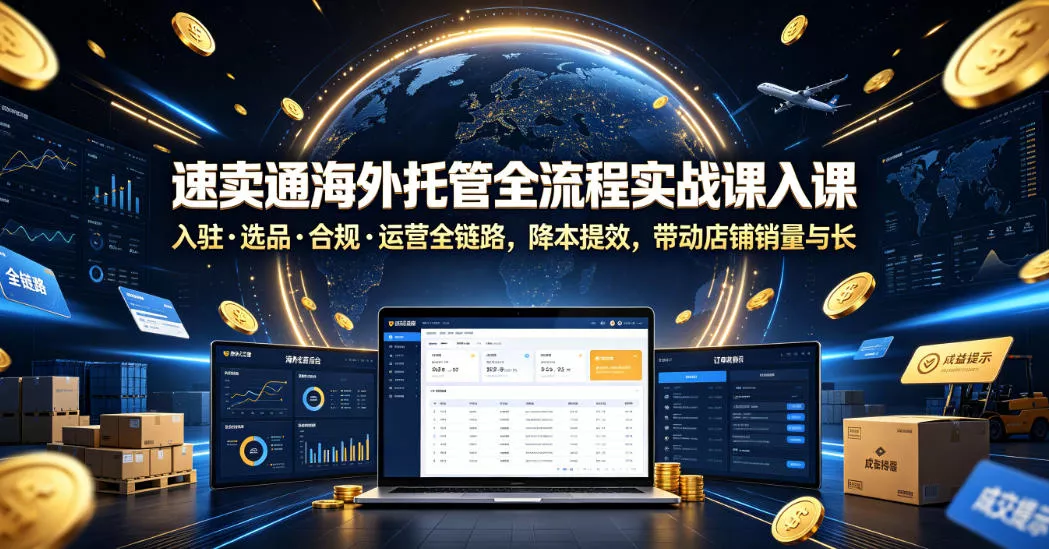 速卖通海外托管全流程实战课入驻・选品・合规・运营全链路，降本提效，带动店铺销量与收益增长 一点学习助手-零基础自学教程-副业项目-兴趣学习-网盘拉新平台-英语启蒙项目资源网