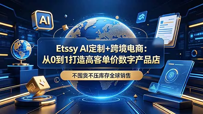 Etsy AI定制+跨境电商：从0到1打造高客单价数字产品店，不囤货不压库存全球销售 一点学习助手-零基础自学教程-副业项目-兴趣学习-网盘拉新平台-英语启蒙项目资源网