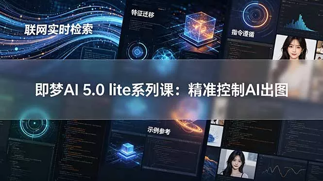即梦AI 5.0 lite实战课：联网实时检索+特征迁移+指令遵循+示例参考，精准控制AI出图 一点学习助手-零基础自学教程-副业项目-兴趣学习-网盘拉新平台-英语启蒙项目资源网