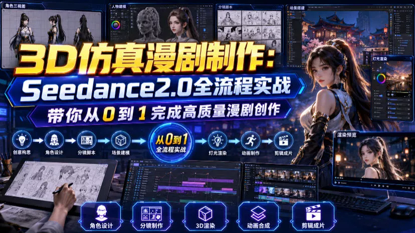 3D仿真漫剧制作：Seedance2.0全流程实战，带你从0到1完成高质量漫剧创作 一点学习助手-零基础自学教程-副业项目-兴趣学习-网盘拉新平台-英语启蒙项目资源网