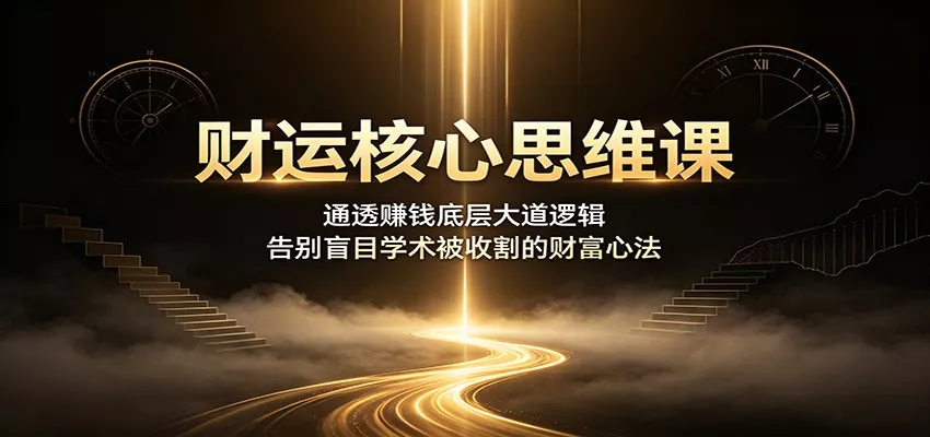 财运核心思维课：通透赚钱底层大道逻辑，告别盲目学术被收割的财富心法 一点学习助手-零基础自学教程-副业项目-兴趣学习-网盘拉新平台-英语启蒙项目资源网