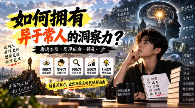 某公众号付费文章：如何拥有异于常人的洞察力？ 一点学习助手-零基础自学教程-副业项目-兴趣学习-网盘拉新平台-英语启蒙项目资源网