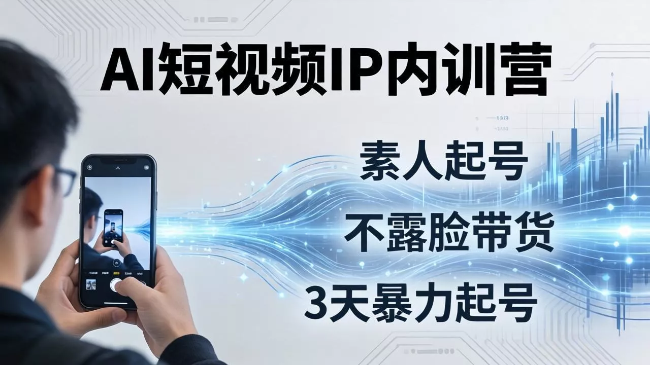 2026AI短视频IP内训营-更新：从素人起号到不露脸带货，3天暴力起号全流程拆解 一点学习助手-零基础自学教程-副业项目-兴趣学习-网盘拉新平台-英语启蒙项目资源网