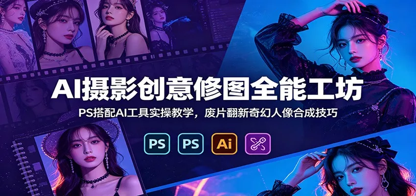 AI摄影创意修图全能工坊：PS搭配AI工具实操教学，废片翻新奇幻人像合成技巧 一点学习助手-零基础自学教程-副业项目-兴趣学习-网盘拉新平台-英语启蒙项目资源网
