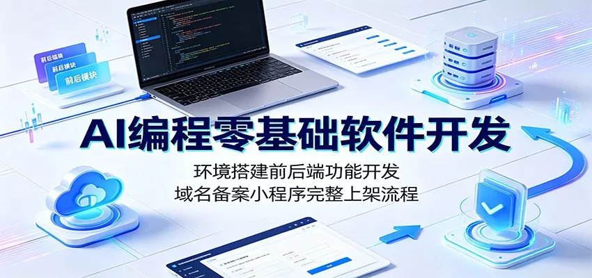 AI编程零基础软件开发：环境搭建前后端功能开发，域名备案小程序完整上架流程 一点学习助手-零基础自学教程-副业项目-兴趣学习-网盘拉新平台-英语启蒙项目资源网