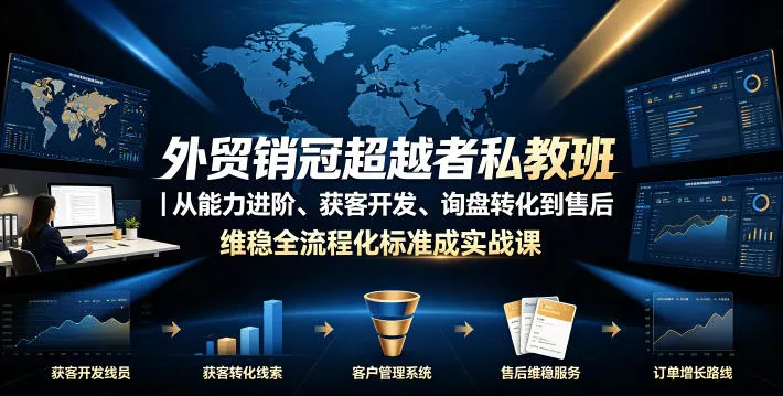 外贸销冠超越者私教班｜从能力进阶、获客开发、询盘转化到售后维稳全流程标准化成交实战课 一点学习助手-零基础自学教程-副业项目-兴趣学习-网盘拉新平台-英语启蒙项目资源网