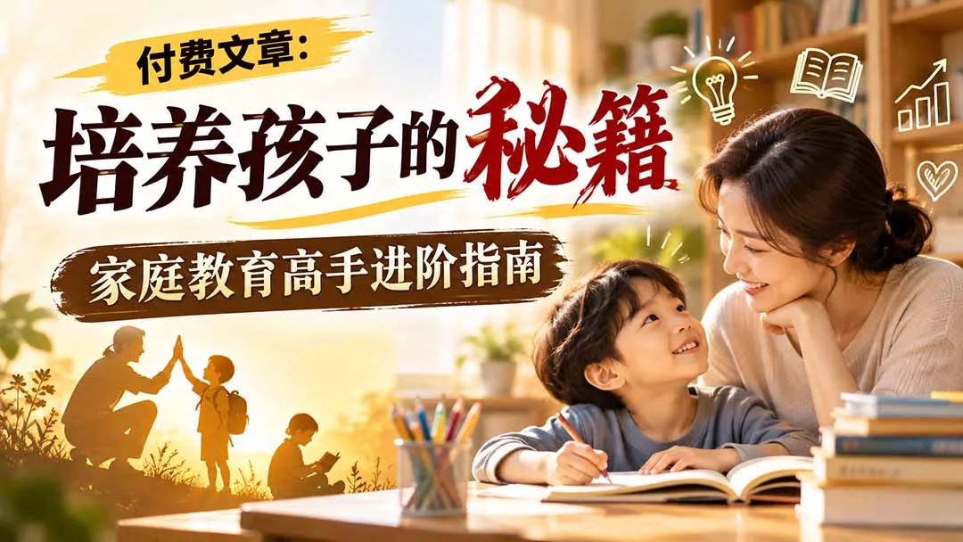 付费文章：培养孩子的秘籍，家庭教育高手进阶指南 一点学习助手-零基础自学教程-副业项目-兴趣学习-网盘拉新平台-英语启蒙项目资源网