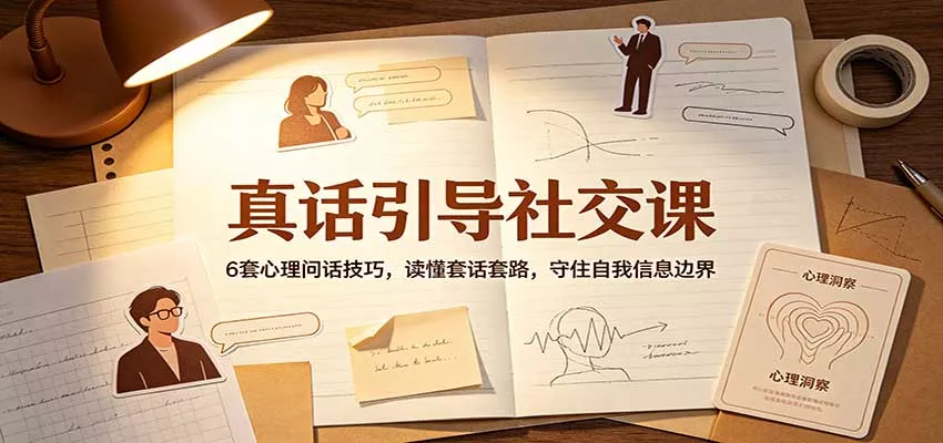 真话引导社交课：6套心理问话技巧，读懂套话套路，守住自我信息边界 一点学习助手-零基础自学教程-副业项目-兴趣学习-网盘拉新平台-英语启蒙项目资源网