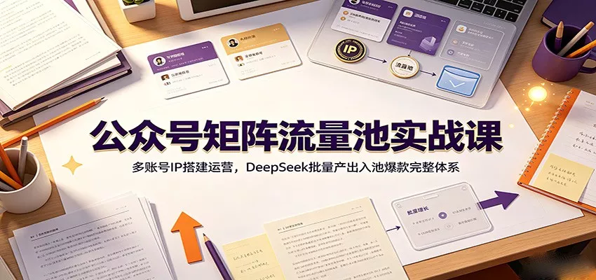 公众号矩阵流量池实战课：多账号IP搭建运营，DeepSeek批量产出入池爆款完整体系 一点学习助手-零基础自学教程-副业项目-兴趣学习-网盘拉新平台-英语启蒙项目资源网