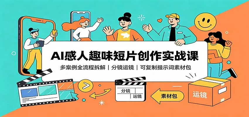 AI感人趣味短片创作实战课：多案例全流程拆解，分镜运镜，可复制提示词素材包 一点学习助手-零基础自学教程-副业项目-兴趣学习-网盘拉新平台-英语启蒙项目资源网