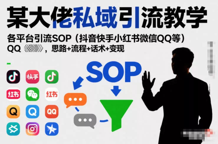 某大佬私域引流教学，各平台引流SOP(抖音快手小红书微信QQ等)，思路+流程+话术+变现(更新0708) 一点学习助手-零基础自学教程-副业项目-兴趣学习-网盘拉新平台-英语启蒙项目资源网