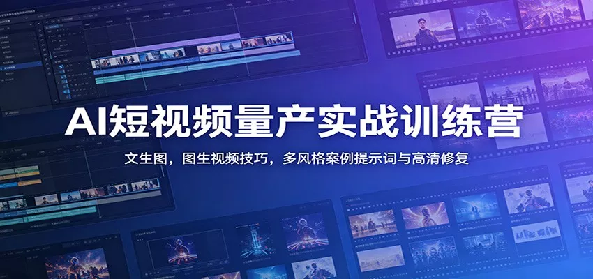 AI短视频量产实战训练营：文生图，图生视频技巧，多风格案例提示词与高清修复 一点学习助手-零基础自学教程-副业项目-兴趣学习-网盘拉新平台-英语启蒙项目资源网