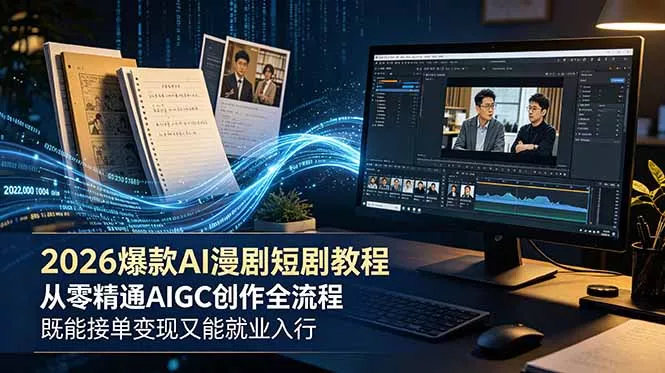 2026 爆款 AI 漫剧短剧教程 从零精通 AIGC 创作全流程 既能接单变现又能就业入行 一点学习助手-零基础自学教程-副业项目-兴趣学习-网盘拉新平台-英语启蒙项目资源网