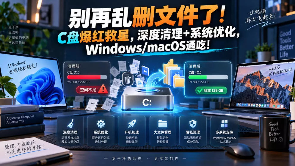 别再乱删文件了！C盘爆红救星，深度清理+系统优化，Windows/macOS通吃！ 一点学习助手-零基础自学教程-副业项目-兴趣学习-网盘拉新平台-英语启蒙项目资源网