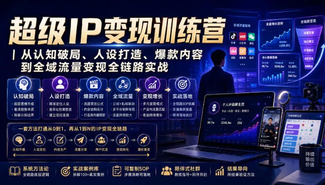 超级IP变现训练营｜从认知破局、人设打造、爆款内容到全域流量变现全链路实战 一点学习助手-零基础自学教程-副业项目-兴趣学习-网盘拉新平台-英语启蒙项目资源网