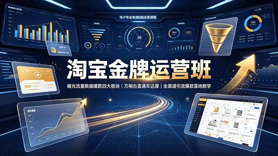 淘宝金牌运营班-7月：曝光流量数据爆款四大板块｜万相台直通车达摩｜全渠道引流爆款落地教学 一点学习助手-零基础自学教程-副业项目-兴趣学习-网盘拉新平台-英语启蒙项目资源网