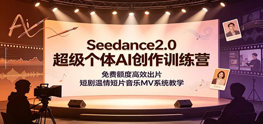 Seedance2.0超级个体AI创作训练营：免费额度高效出片，短剧温情短片音乐MV系统教学 一点学习助手-零基础自学教程-副业项目-兴趣学习-网盘拉新平台-英语启蒙项目资源网