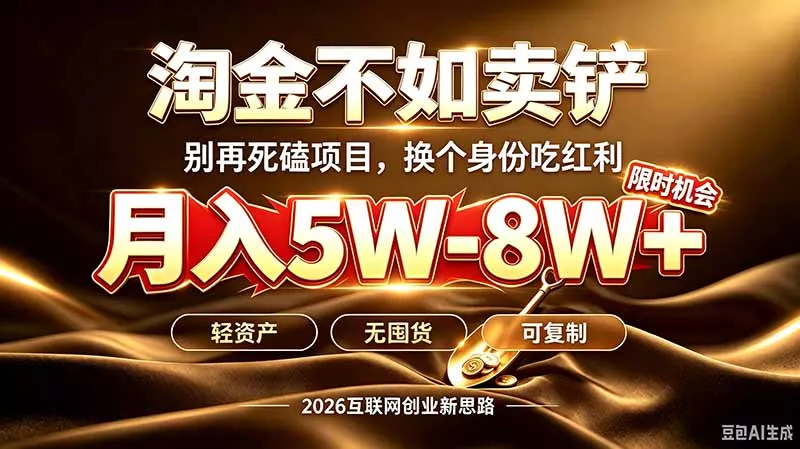 别再傻乎乎埋头跑项目！互联网真正赚钱逻辑：做卖铲人，拒绝当韭菜，逆风翻盘月入5-8W+ 一点学习助手-零基础自学教程-副业项目-兴趣学习-网盘拉新平台-英语启蒙项目资源网