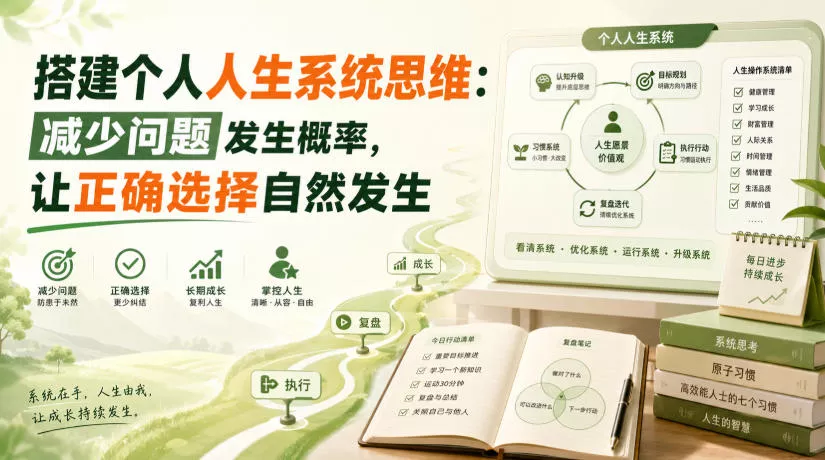 付费文章：搭建个人人生系统思维：减少问题发生概率，让正确选择自然发生 一点学习助手-零基础自学教程-副业项目-兴趣学习-网盘拉新平台-英语启蒙项目资源网