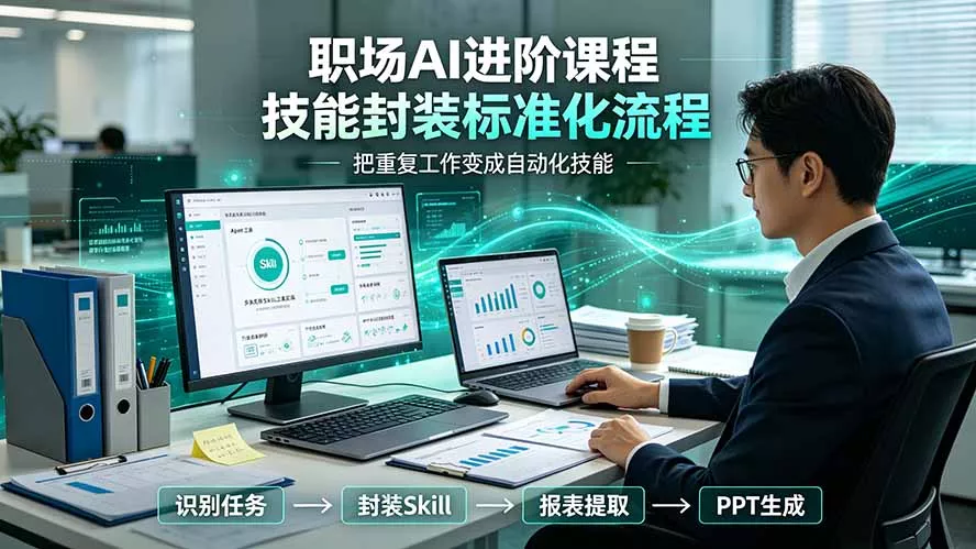 职场AI进阶课程；多类实用Skill工具实操，专属技能封装标准化流程，报表行业报告一键提取核心内容 一点学习助手-零基础自学教程-副业项目-兴趣学习-网盘拉新平台-英语启蒙项目资源网
