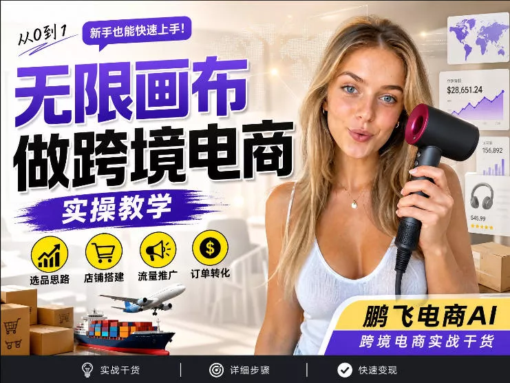 【跨境电商必备】AI无线画布制作商品宣传视频，四步搞定，无线画布工作流，操作简单好上手 一点学习助手-零基础自学教程-副业项目-兴趣学习-网盘拉新平台-英语启蒙项目资源网