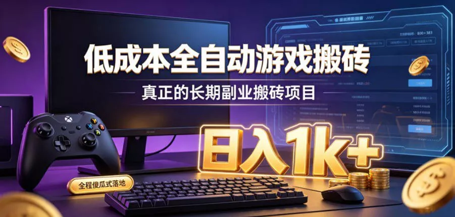低成本全自动游戏搬砖，真正的长期副业搬砖项目，日入1k+，全程傻瓜式落地【揭秘】 一点学习助手-零基础自学教程-副业项目-兴趣学习-网盘拉新平台-英语启蒙项目资源网