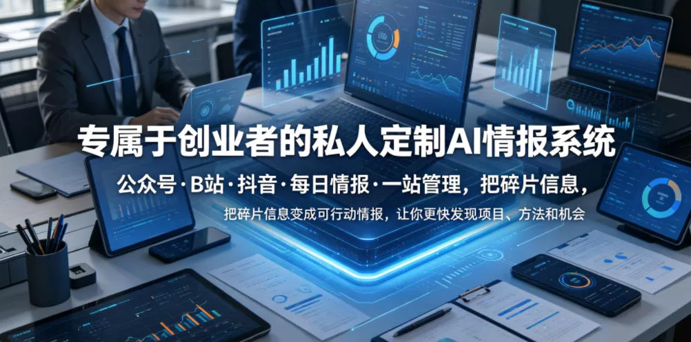 专属于创业者的私人定制AI情报系统，公众号·B站·抖音·每日情报·一站管理，把碎片信息变成可行动情报，让你更快发现项目、方法和机会 一点学习助手-零基础自学教程-副业项目-兴趣学习-网盘拉新平台-英语启蒙项目资源网