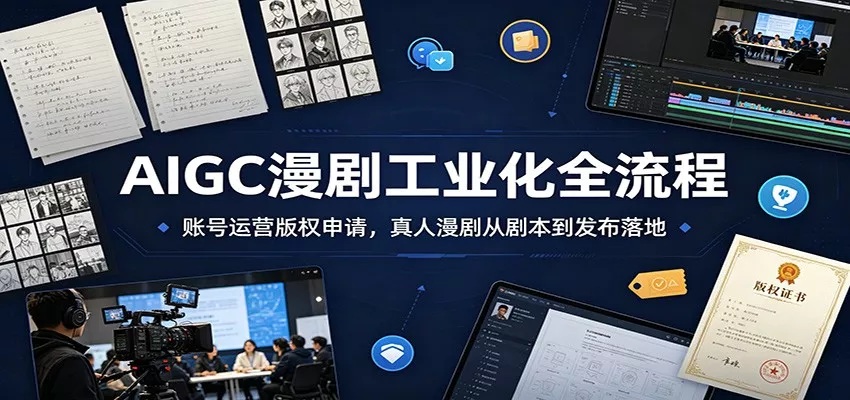 AIGC漫剧工业化全流程：账号运营版权申请，真人漫剧从剧本到发布落地 一点学习助手-零基础自学教程-副业项目-兴趣学习-网盘拉新平台-英语启蒙项目资源网