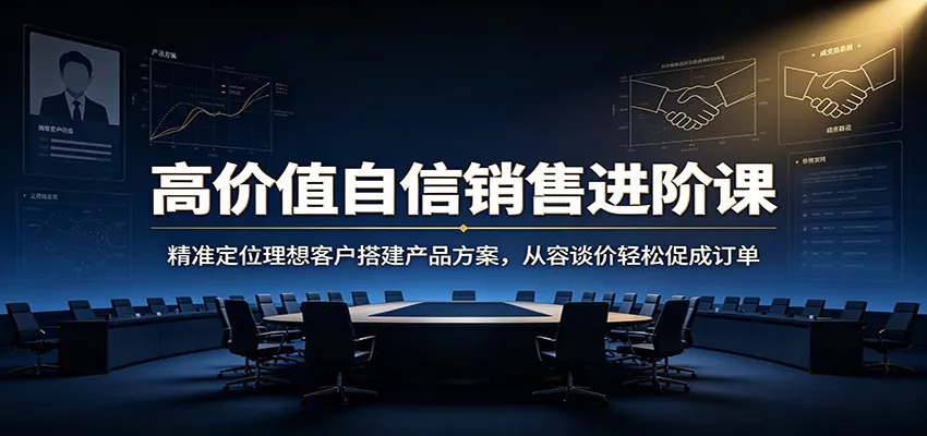 高价值自信销售进阶课：精准定位理想客户搭建产品方案，从容谈价轻松促成订单 一点学习助手-零基础自学教程-副业项目-兴趣学习-网盘拉新平台-英语启蒙项目资源网