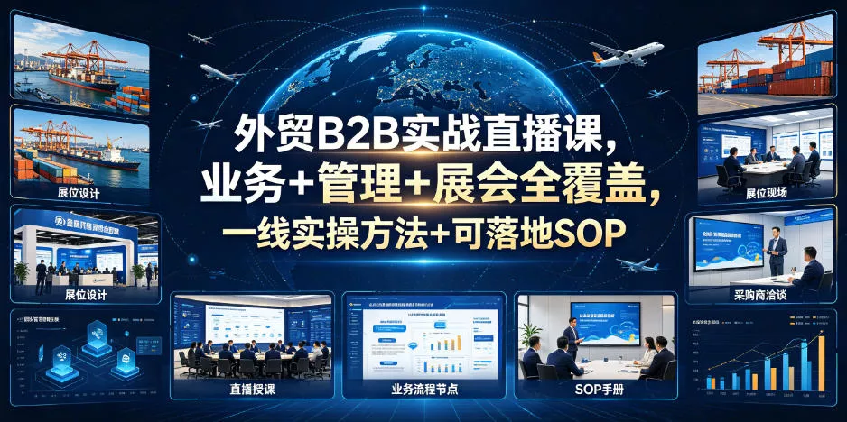 外贸B2B实战直播课，业务+管理+展会全覆盖，一线实操方法+可落地SOP 一点学习助手-零基础自学教程-副业项目-兴趣学习-网盘拉新平台-英语启蒙项目资源网