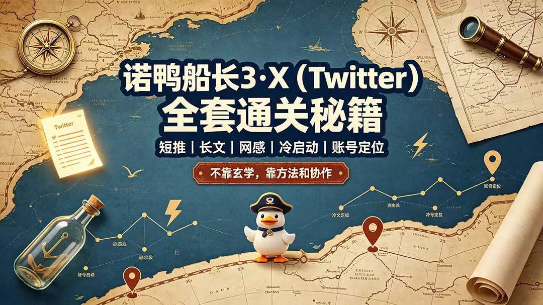 诺鸭船长3·X(Twitter 一点学习助手-零基础自学教程-副业项目-兴趣学习-网盘拉新平台-英语启蒙项目资源网