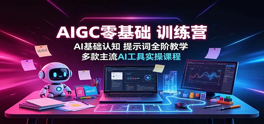 AIGC零基础训练营：AI基础认知，提示词全阶教学，多款主流AI工具实操课程 一点学习助手-零基础自学教程-副业项目-兴趣学习-网盘拉新平台-英语启蒙项目资源网