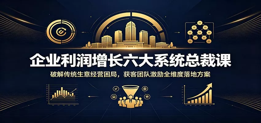 企业利润增长六大系统总裁课：破解传统生意经营困局，获客团队激励全维度落地方案 一点学习助手-零基础自学教程-副业项目-兴趣学习-网盘拉新平台-英语启蒙项目资源网