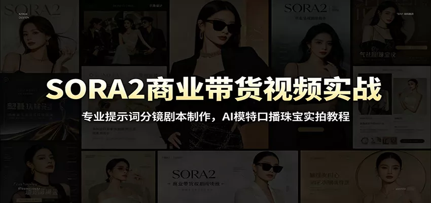 SORA2商业带货视频实战：专业提示词分镜剧本制作，AI模特口播珠宝实拍教程 一点学习助手-零基础自学教程-副业项目-兴趣学习-网盘拉新平台-英语启蒙项目资源网