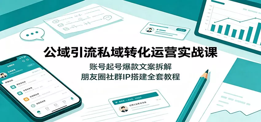 公域引流私域转化运营实战课：账号起号爆款文案拆解，朋友圈社群IP搭建全套教程 一点学习助手-零基础自学教程-副业项目-兴趣学习-网盘拉新平台-英语启蒙项目资源网